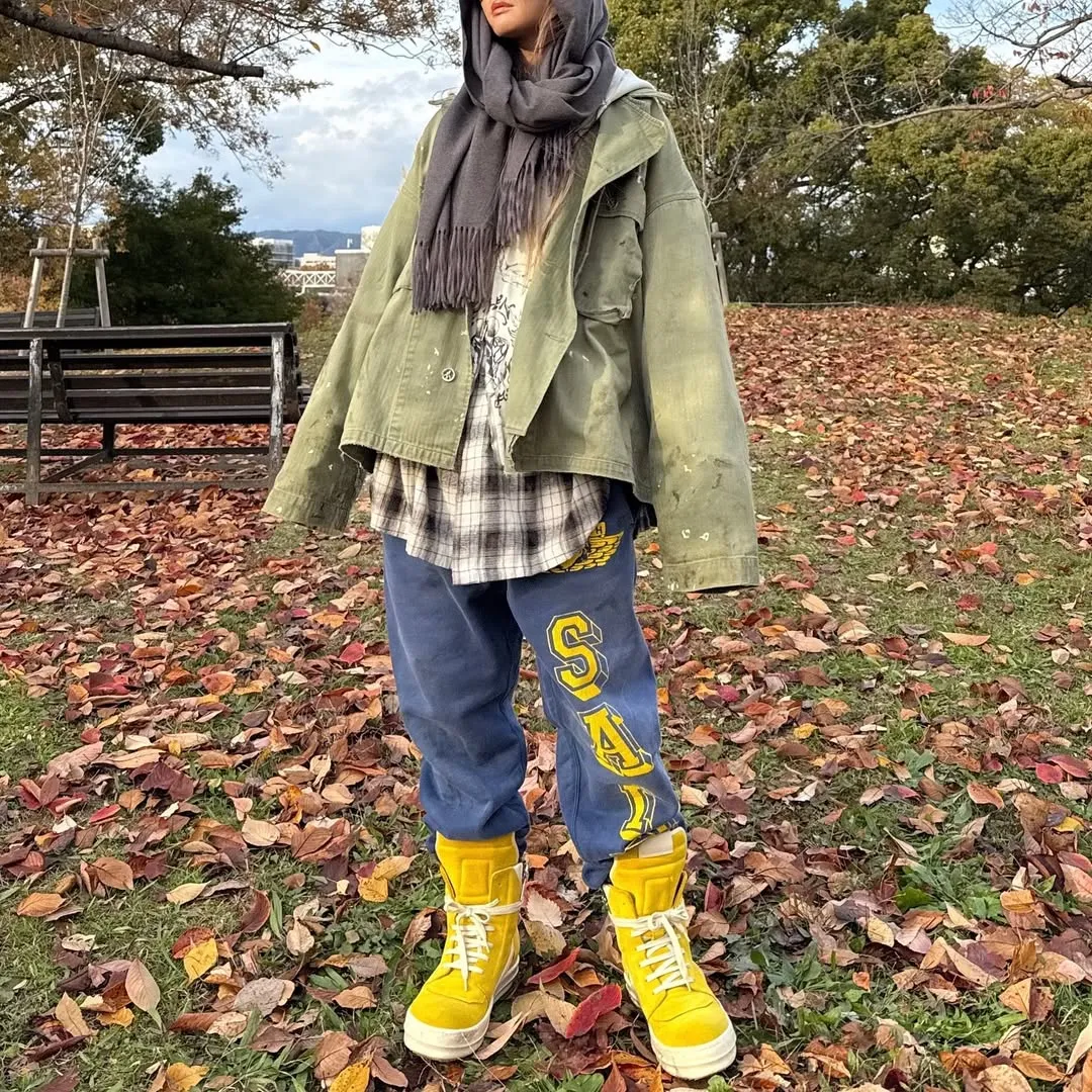SAINT M×××××× ANGEL SWEATER PANTS/NAVY Angel Reborn Blue Sweatpants Washed Blue S-XL Assute Garment Dyeing Full Clothes Water Fading Dirty and Distressed New Vintage Ceiling God Cut Original Same Style